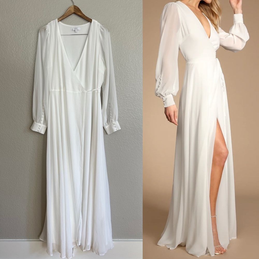 Lulu's Elegant White Maxi Dress